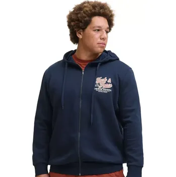 Pánská mikina Velká pánská rozepínací mikina s kapucí Jack & Jones 12279804 tmavě modrá (5XL)