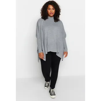 Zahradní dekorace Trendyol Curve šedá melanžová štěrbina s detailním pleteným svetrem Trendyol šedá 2341182