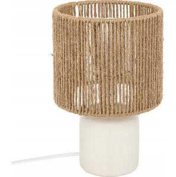 Lampička STOLNÍ LAMPA KERAMICKÁ NOČNÍ LAMPA 24 cm PLETENÉ STÍNÍTKO HNĚDÁ