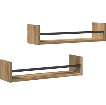 police Rustikální nástěnná police dub artisan 60 x 16 x 14 cm, 2 police