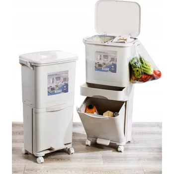 Odpadkový koš Nádoba na třídění XL-Tools 56 l 3-komorový s kolečky