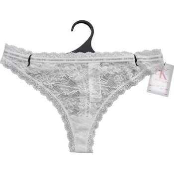 Dámské oblečení Dámské kalhotky CALVIN KLEIN 000QF6202E 100 THONG BÍLÉ Velikost: L