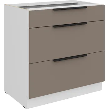 Kuchyňská skříňka 80 D 3S BB, Spodní kuchyňská zásuvková skříňka PREMIUM BOX Aria sandgrau /bílá