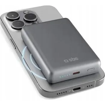 Powerbanka Powerbanka SBS TEBB10000MAGSLIM SlimMag 10000 mAh PD 20W USB-C Šedá