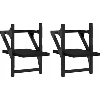 police Černé nástěnné police 20 x 25 x 30 cm, dřevotříska a kov