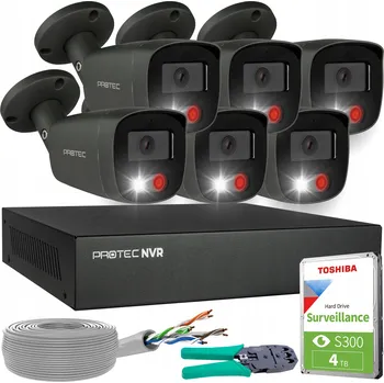 IP kamera Sada monitoringu 6 IP kamer PoE Full Color, detekce osob 5Mpx, HDD grafit