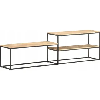 Televizní stolek Dřevěná TV skříňka z manga, ocelový rám, 180 x 30 x 50 cm