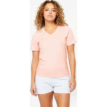 Pánské tričko DOMYOS Dámské fitness tričko s výstřihem do V M RŮŽOVÁ
