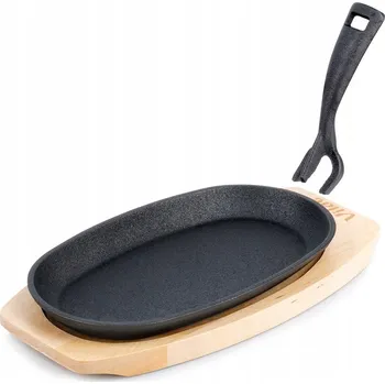 Pánev Litinová pánev NA PRKÉNKU servírovací talíř sizzler pro servírování pokrmů 24 cm