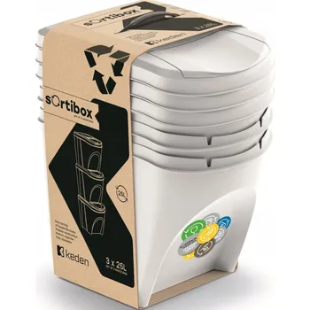 Odpadkový koš Koš na tříděný odpad Prosperplast šedý, 3 komory, 75 l s víkem