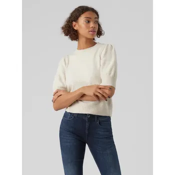 Dámský svetr Vero Moda svetr s krátkým balónovým rukávem Doffy krémový Velikost: S