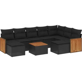 Modulární zahradní nábytek z PE ratanu, černý, rozměry: 62x62x6 cm