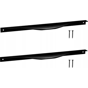 Nábytkové kování Sada 2x nábytková úchytka hranová hliníková černá matná pro nábytek 340mm