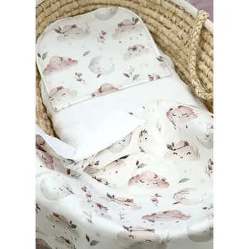 Bavlněný set do kočárku - boho mráčky s bílou vaflí