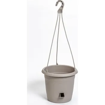 Květináč Plastia Samozavlažovací květináč s plastovým závěsem Siesta ø 25 taupe
