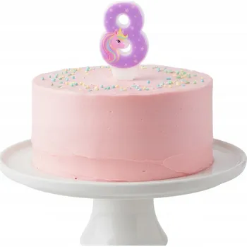 Dortová svíčka Svíčka na dort číslice 8 Jednorožec fialová dekorativní na narozeniny