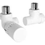 Zehnder Ventil Zehnder úhlový rohový, rohové šroubení pro zpátečku 1/2", s termostatickou hlavicí Design Line, Set I, RAL 0556 white matt, Z-839729-0556 Z-839729-0556