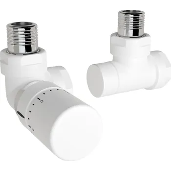 Ventil Zehnder Ventil Zehnder úhlový rohový, rohové šroubení pro zpátečku 1/2", s termostatickou hlavicí Design Line, Set I, RAL 0556 white matt, Z-839729-0556 Z-839729-0556