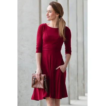 Dámské šaty Krásná mamka Celoroční kojicí šaty Amalie s kapsami VÍNOVÉ Velikost: XL