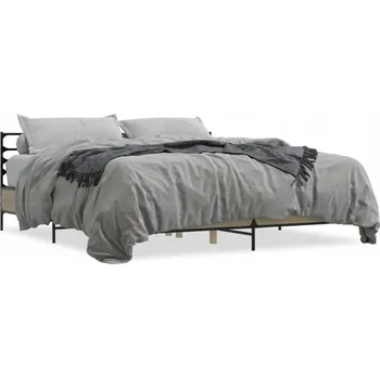 Postel Rám postele dub sonoma 203x203 cm, kovové nohy, překližka
