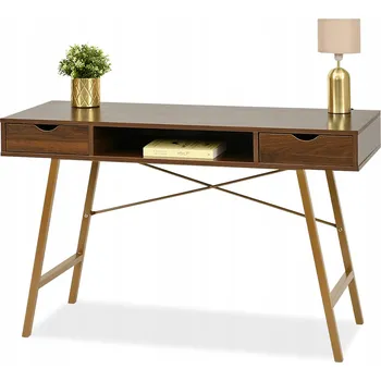 Psací stůl Obdélníkový psací stůl Mebel-Partner 120 x 48 x 77 cm ořech, zlatý