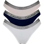 Dámská tanga Calvin Klein QD3560E T7W BÍLÁ/SHORELINE/NYMPHS THIGH (3 ks) Velikost: L