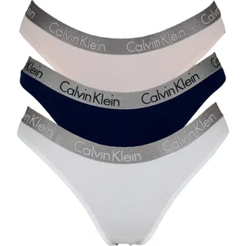 Kalhotky Dámská tanga Calvin Klein QD3560E T7W BÍLÁ/SHORELINE/NYMPHS THIGH (3 ks) Velikost: L