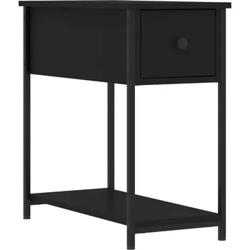 Noční stolek Černý noční stolek 30 x 60 x 60 cm, materiál dřevotříska, železo