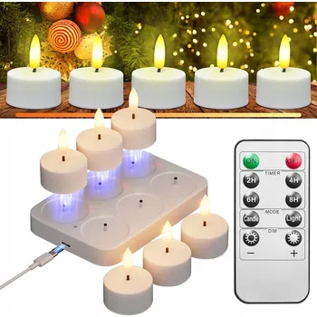 Svíčka 6 Ks. LED svíčky čajové svíčky na baterie bez plamene + dálkové ovládání + časovač