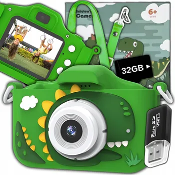 Digitální kompakt Dětský digitální fotoaparát ZeeTech s hrami 40 Mpx dinosaurus + 32 GB karta