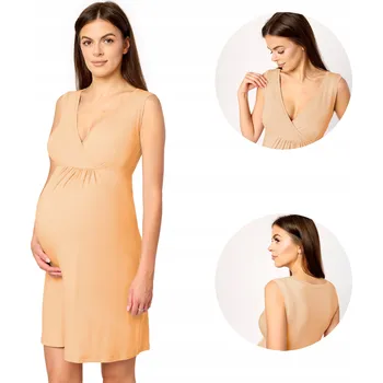 Dámská noční košile Noční těhotenská Šaty Halka MS10-467 V Tělové Barvě L