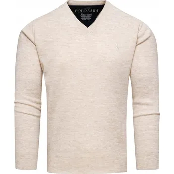 Pánský svetr Recea svetr Area béžový s výstřihem do V, velikost M