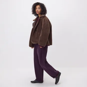 Dámské kalhoty Reserved - Kalhoty s příměsí viskózy - tmavě fialová - 644GA-49X - 644GA-49X-S