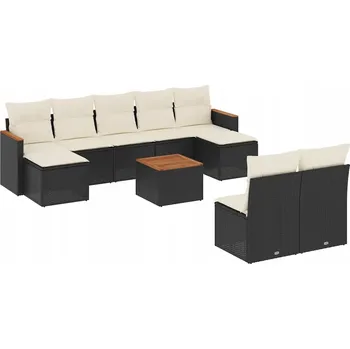 Zahradní lehátko Zahradní nábytková souprava z PE ratanu, černá, rozměry: 55-62 x 55-62 x 37-6 cm