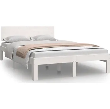 Postel Bílý rám postele z borovicového dřeva 205,5 x 123,5 x 69,5 cm