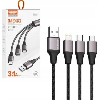 Datový kabel Kabel Somostel 3v1 zesílený USB - Typ-C / Lightning / Micro USB 3.1