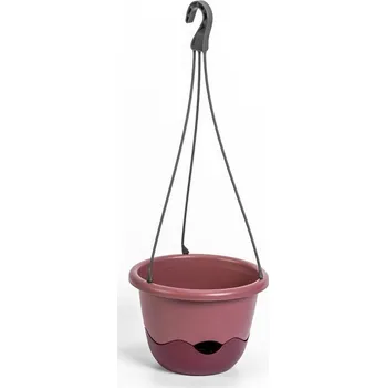 Květináč Plastia Samozavlažovací květináč s plastovým závěsem Mareta ø 25 růžová tm./vínová