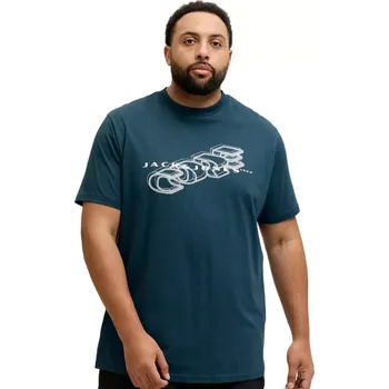 Pánská móda Velké pánské tričko s potiskem Jack & Jones 12292097 tmavě modré (5XL)