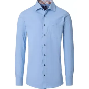 Pánská košile Velká pánská hladká košile s dlouhým rukávem Redmond 252000111-100 modrá (3XL)