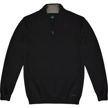 Pánský svetr Velký pánský hladký svetr na krátký zip Double Urban Outfitters KNIT-8020 černý (6XL)