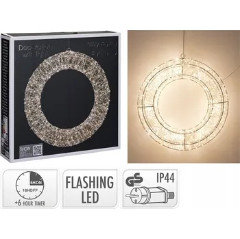 Vánoce Kovový LED věnec 38 cm stříbrný - vánoční dekorace 500 LED RING