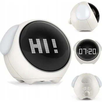 Budík Dětský LED budík s ukazatelem času a teploměrem Noční Lampa