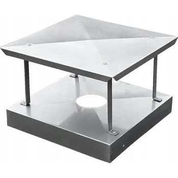 Komín Komínová stříška kopertová nerezová 80 x 80 cm, nástavec na komín se základnou