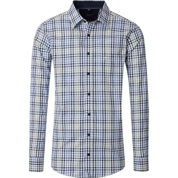 Pánská košile Velká pánská kostkovaná košile s dlouhým rukávem Casa Moda 454484700-100 modrá (5XL)