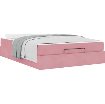 Ložnice vidaXL Rám postele s matrací s matrací 2 pcs Růžová samet [3399569]