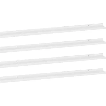 police Bílá nástěnná police MDF 115 x 9 x 3 cm, vysoký lesk, 4 ks