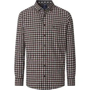 Pánská košile Velká pánská košile s dlouhým rukávem, flanelová, kostkovaná Redmond 252105111-900 bílá–oranžová–černá (4XL)