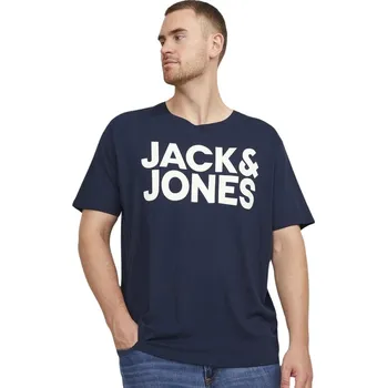 Pánské tričko Velké pánské tričko s potiskem a nápisem Jack & Jones 12158505 tmavě modrá (5XL)