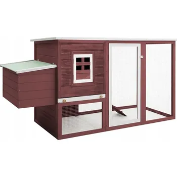 Dřevěný kurník pro slepice hnědo-bílý, 202 x 75 x 98 cm