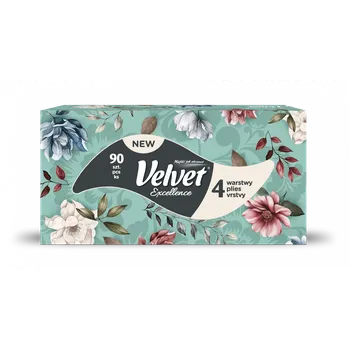 Papírový kapesník Kapesníčky Velvet 90 ks 4vrst. krabička
